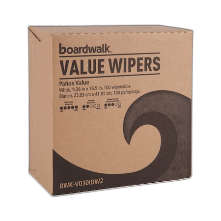 BOARDWALK Towels & Wipes, White, Double Recrepe (DRC), General Purpose, 900 Wipes, 9.3" x 16.5" BWKV030IDW2